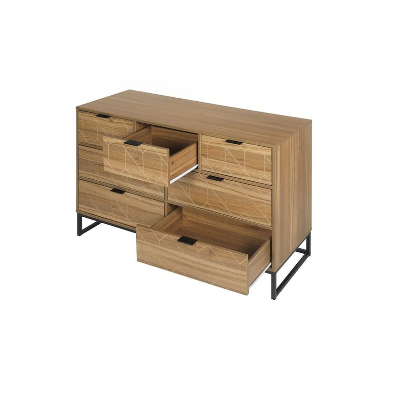 50.71" L Modern Wood Dresser With 7 Drawers
