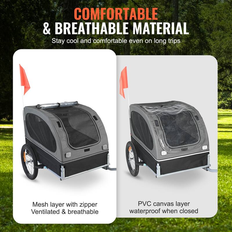 Dog Bike Trailer, Pet Cart Bicycle Carrier, Easy Folding Frame with Quick Release Wheels, Universal Bicycle Coupler