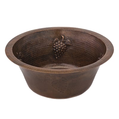 16-in Round Copper Prep Sink w/ Grapes and 3.5-in Drain Opening (BR16GDB3)