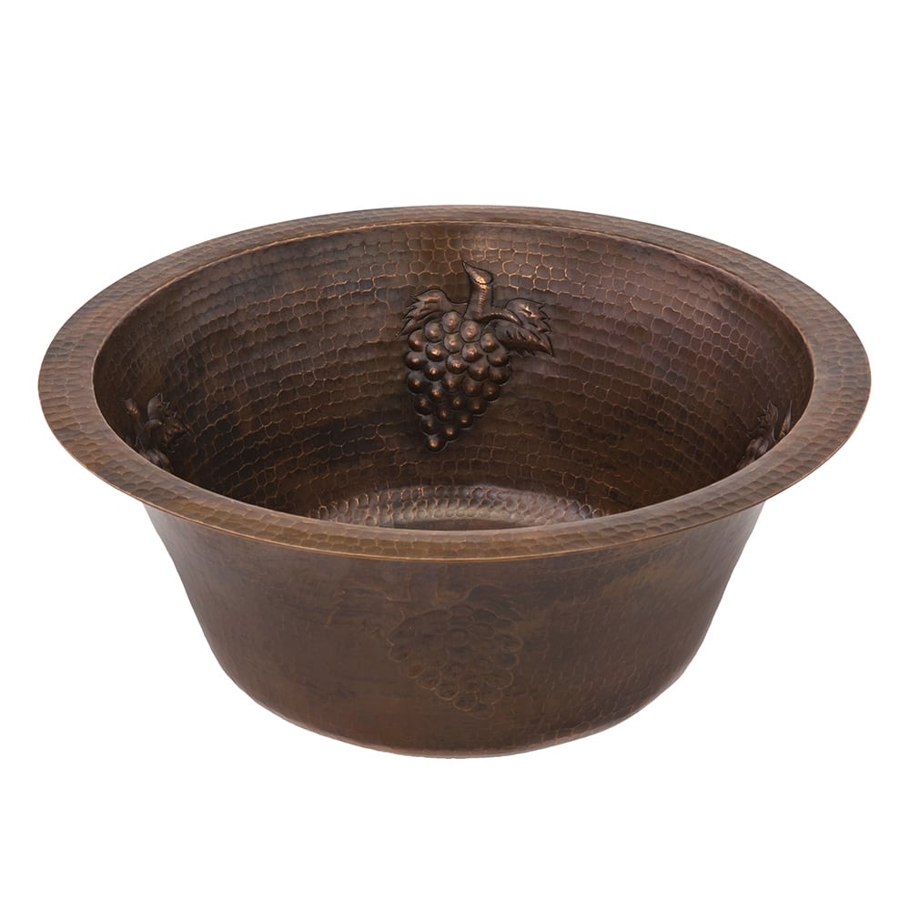 16-in Round Copper Prep Sink w/ Grapes and 3.5-in Drain Opening (BR16GDB3)