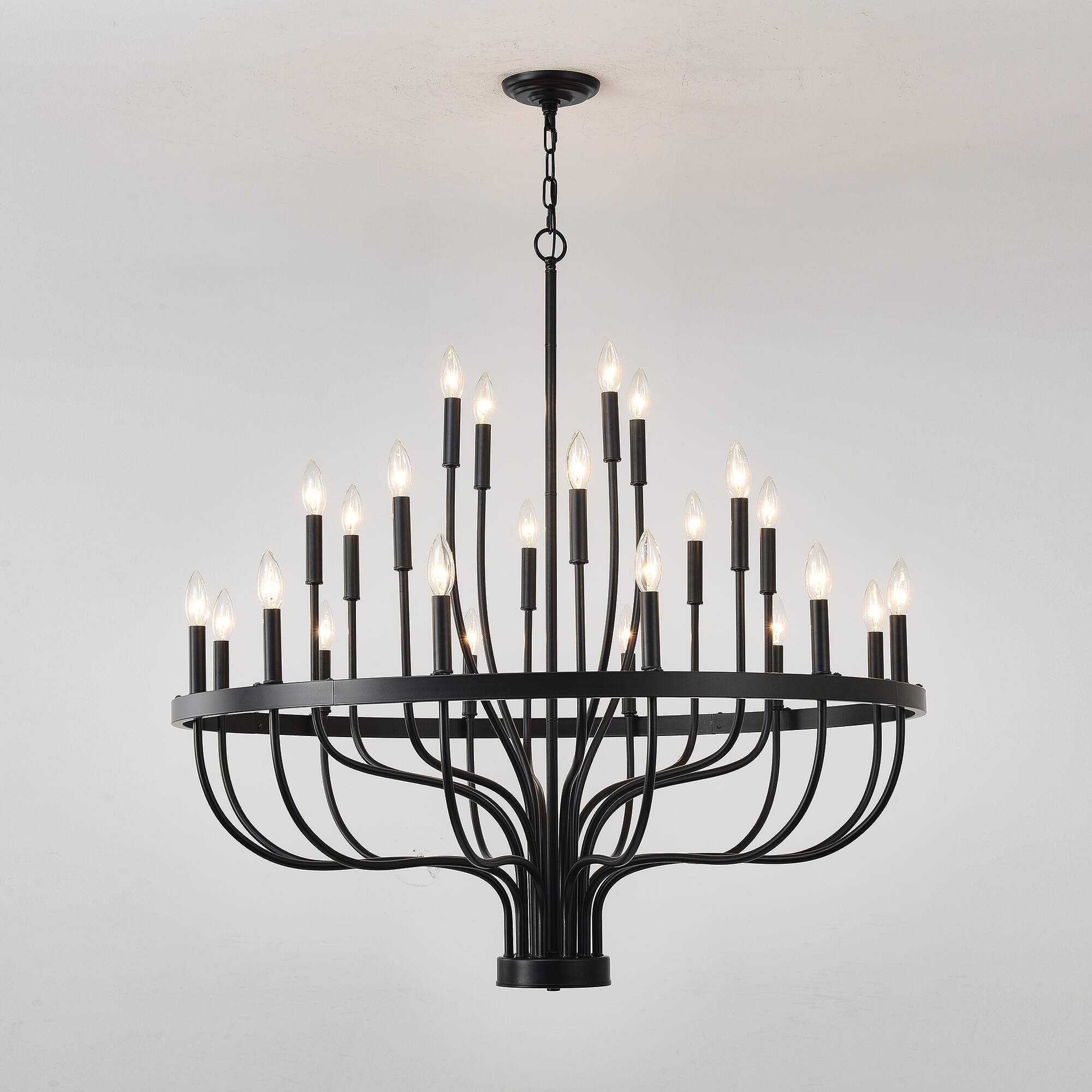 non.24　　1229 24-Light Black Chandelier Industrial Iron Candle Chandelier