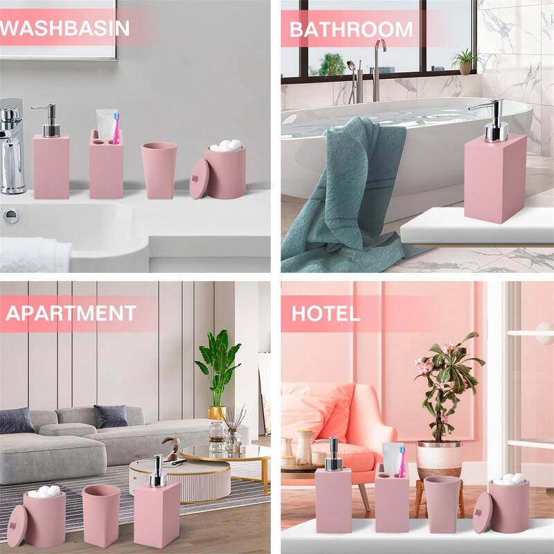 5Pcs Resin Pink Bathroom Sets