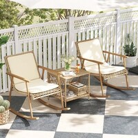 Moasis 3-Piece Outdoor Wicker Patio Bistro Set,Rocking Chairs with