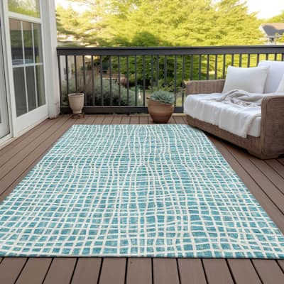 Machine Washable Indoor/ Outdoor Chantille Abstract Modern Rug