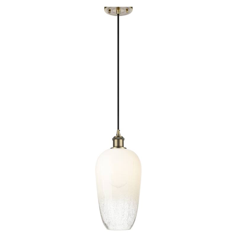 Innovations Lighting Endless Possibilities Ballston - Brookhaven Flute - 1 Light 7" Cord Hung Mini Pendant - Antique Brass/Opal