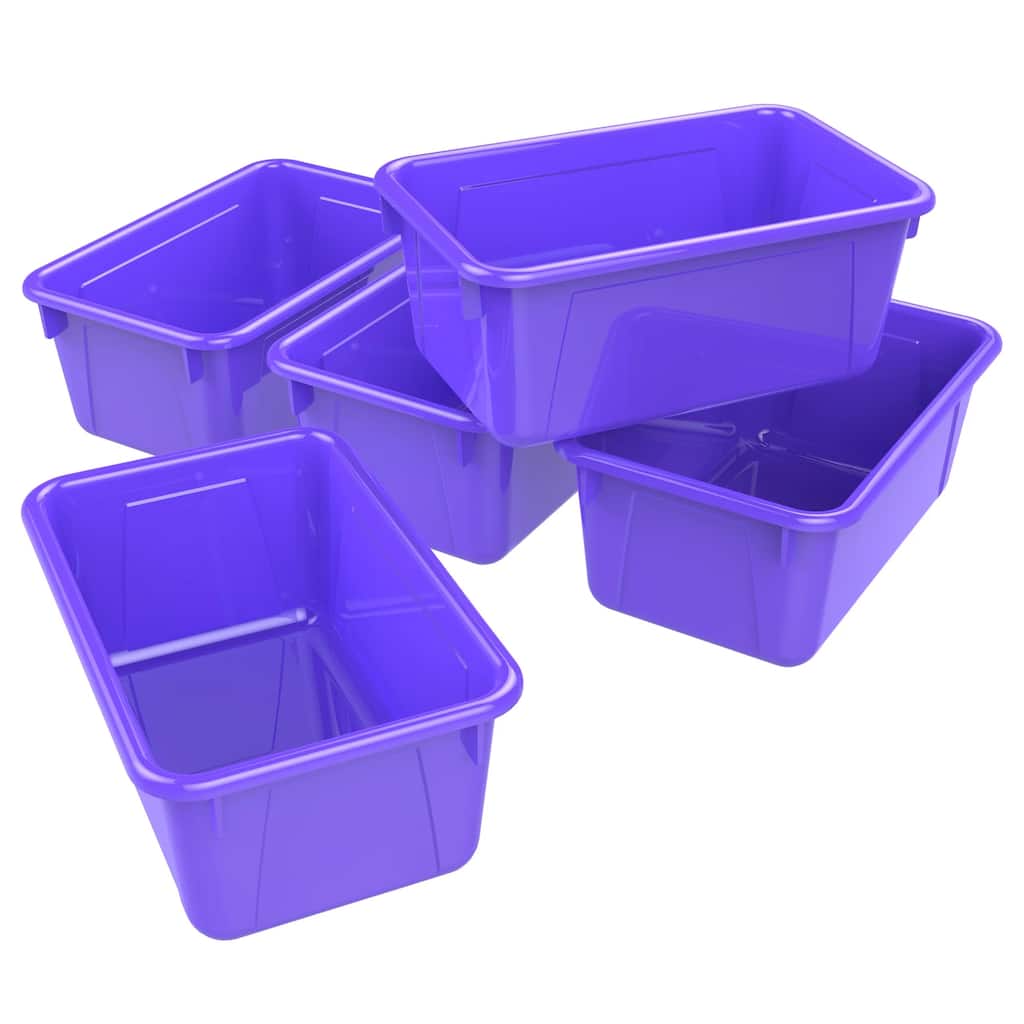Storex Small Cubby Bin, Purple, Pack of 5