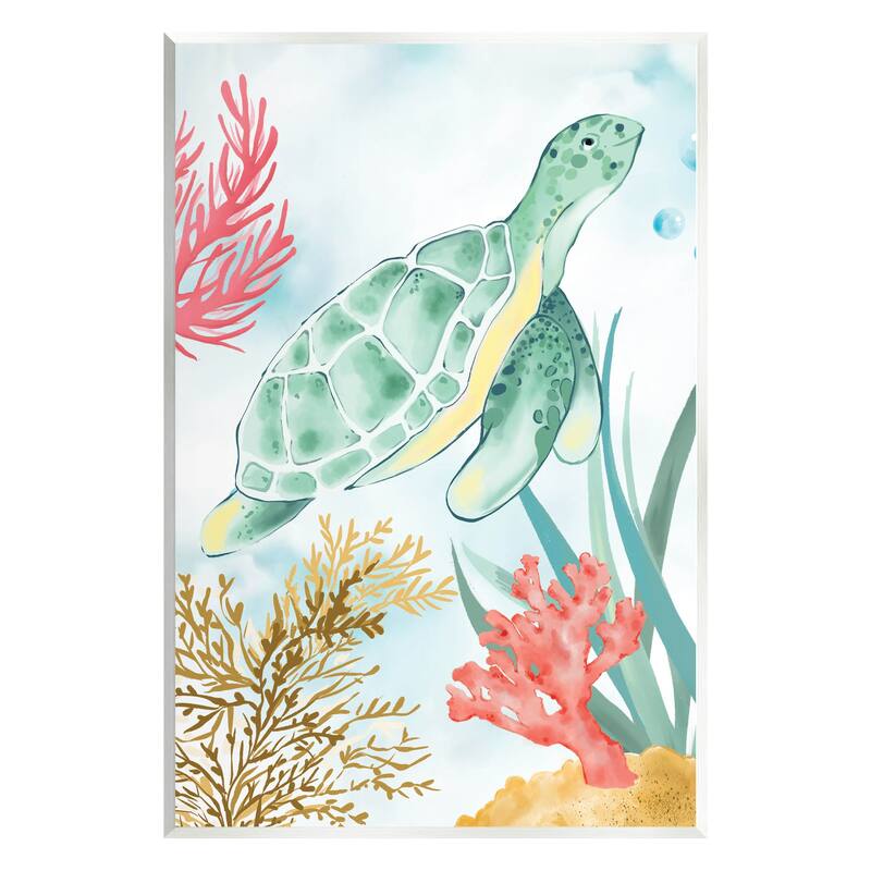 Stupell Turtle Coral Reef Bubbles Wall Plaque Art, Design by House of Rose - 10 x 15