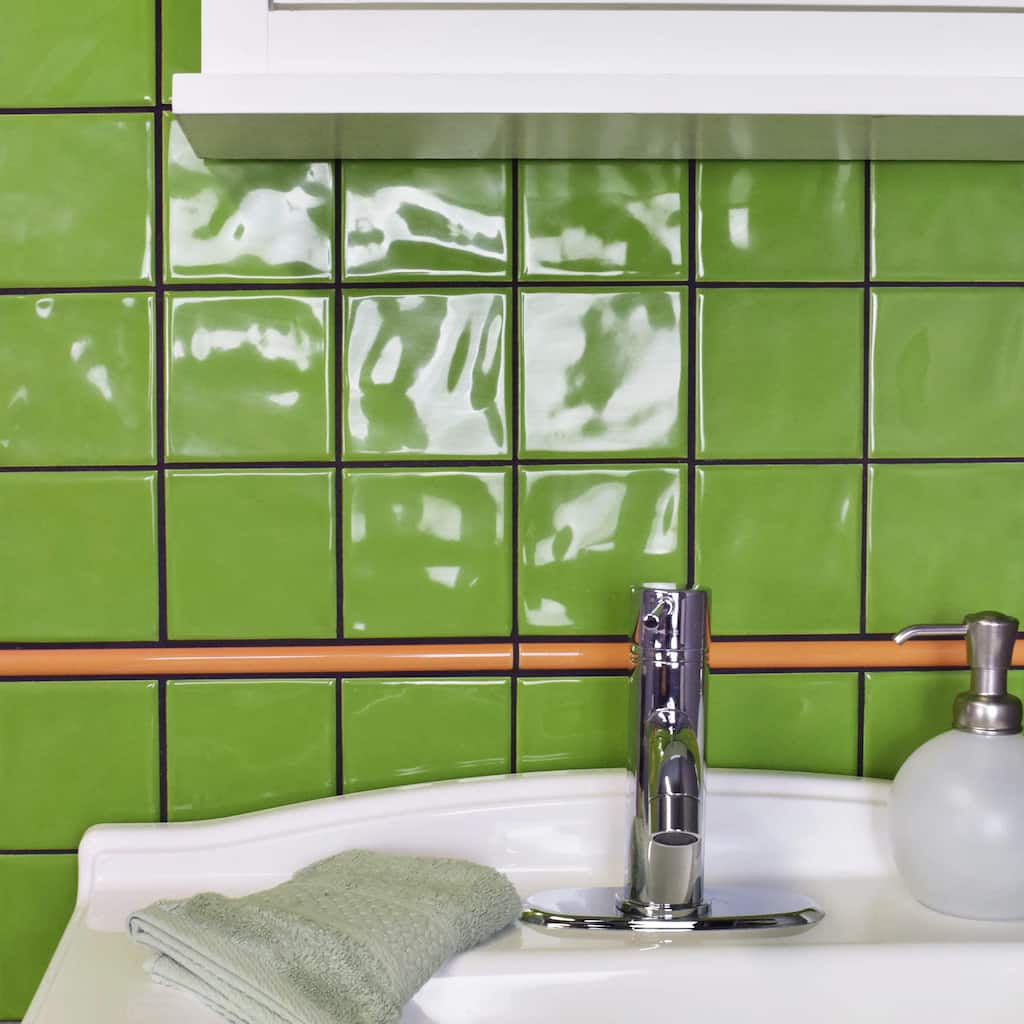 Merola Tile Twist Orange Sunset 1/2" x 11-3/4" Ceramic Wall Trim - (1 Tile)