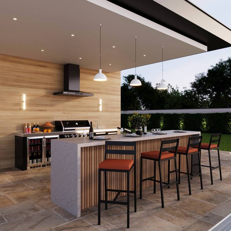 Patio Bar Stool in Powder-Coated Aluminum Frame with Removable Cushion Set of 4