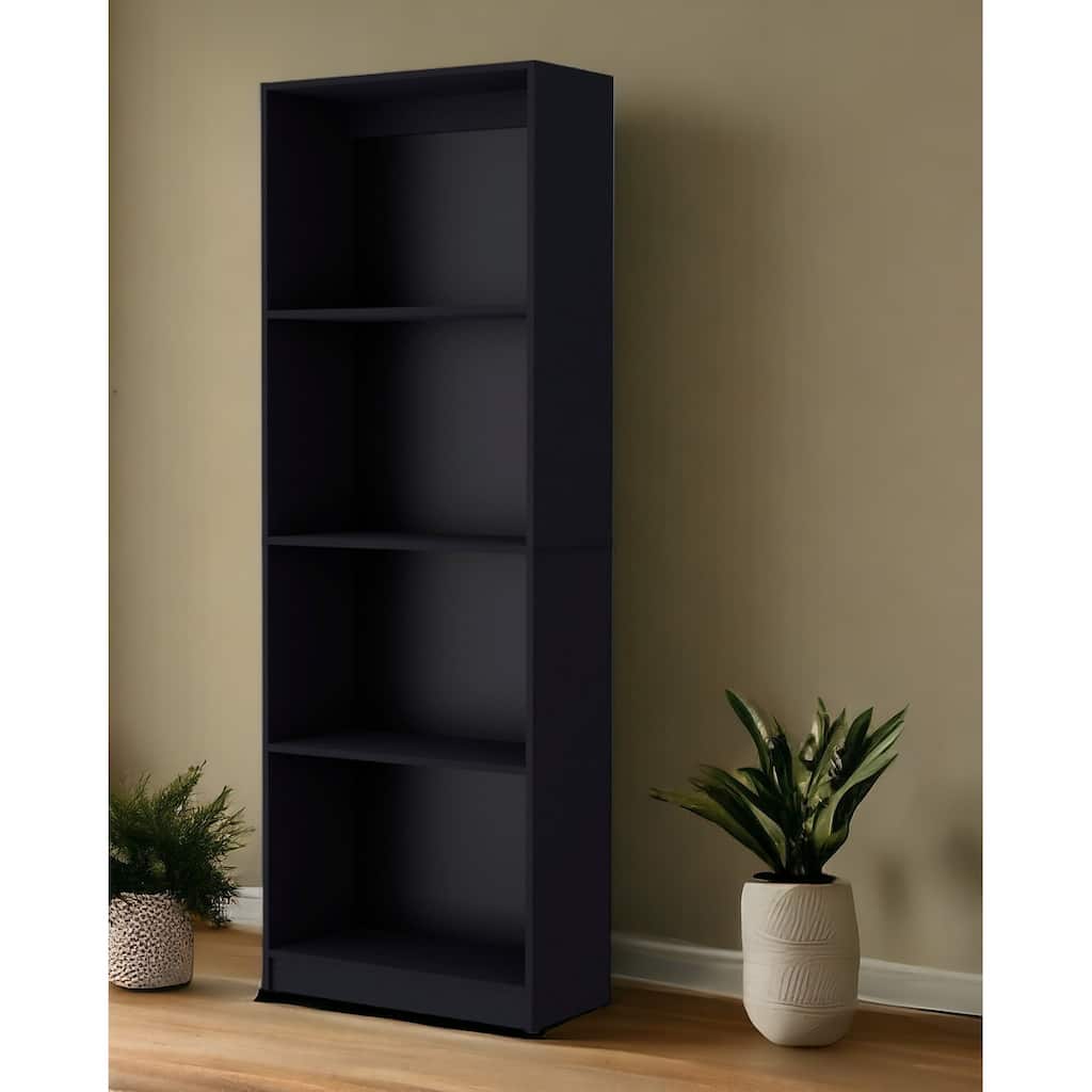 Set of Two 71" Black Bookcase With Two Doors