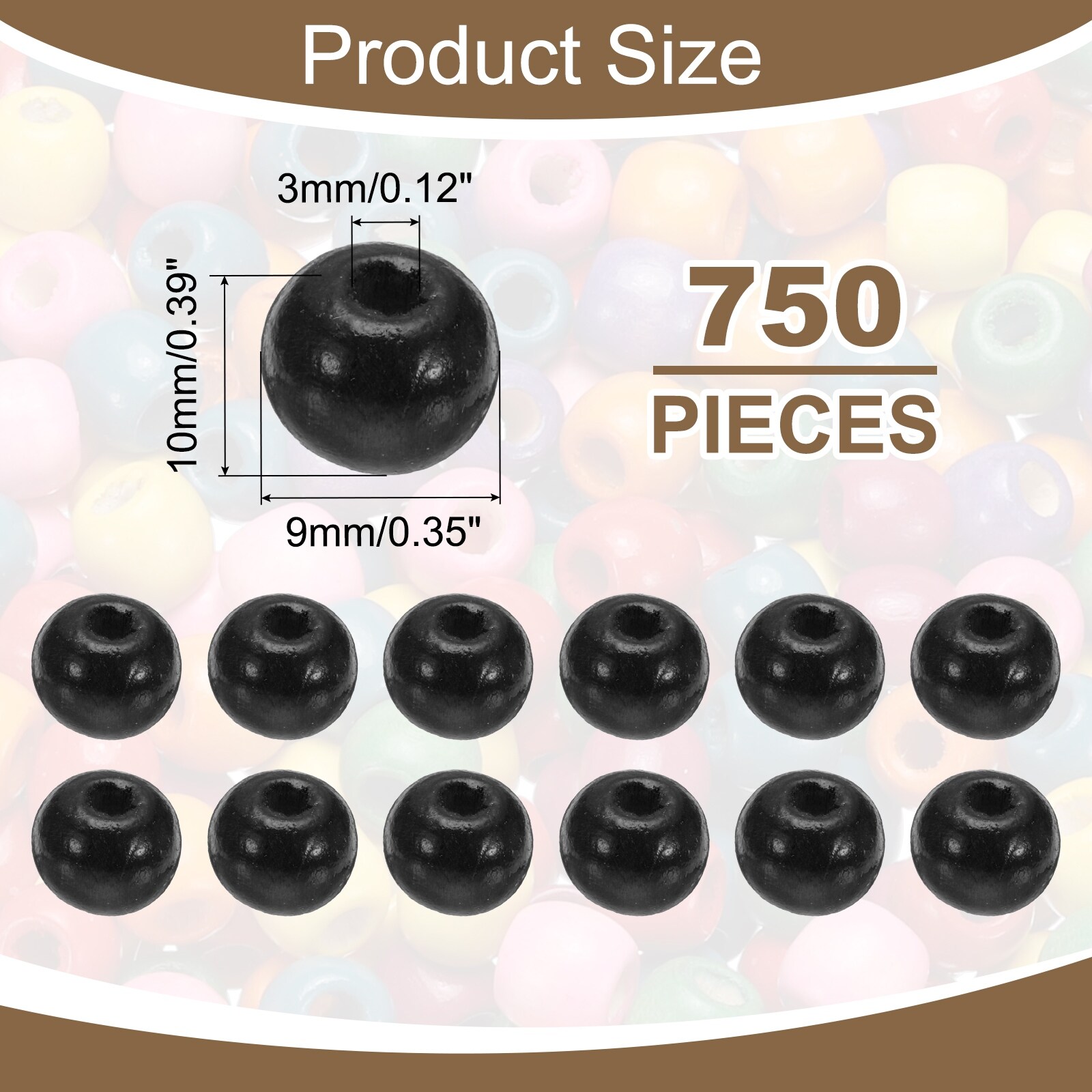 Wood Beads, Colorful Round Wooden Beads Loose Beads