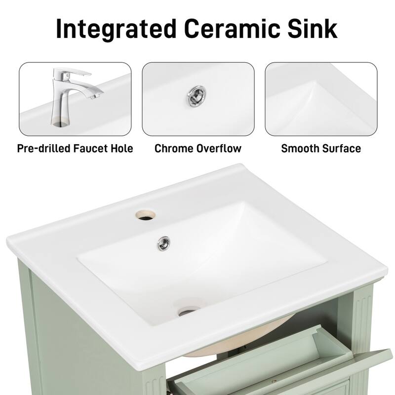 20" Bath Vanity, Engineered Wood, Tilt Out Drawer, Space Saving