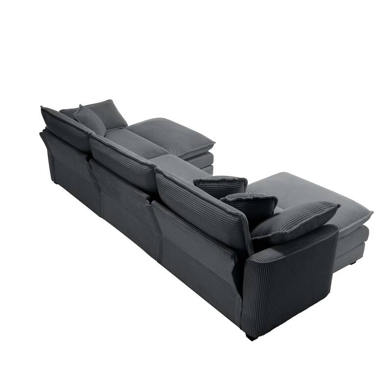 Corduroy U-Shape Modular Sofa with Ottomans, Convertible Corner Couch