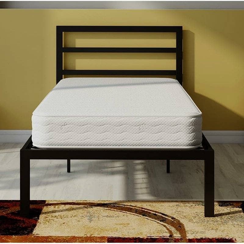 Black Metal Twin Size Platform Bed Frame with Headboard Included Perfect for Any Bedroom