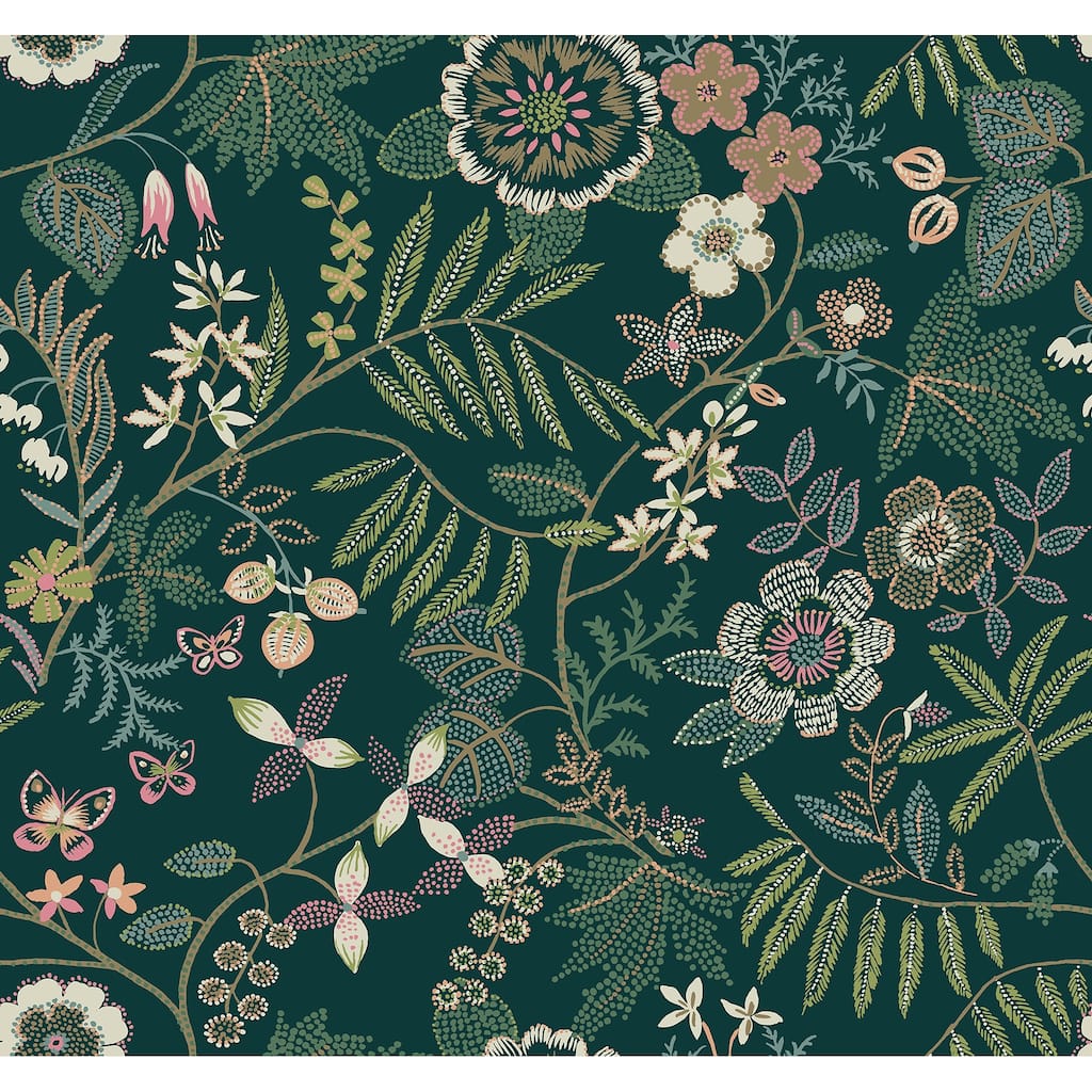A-Street Prints Marilyn Green Floral Trail Wallpaper