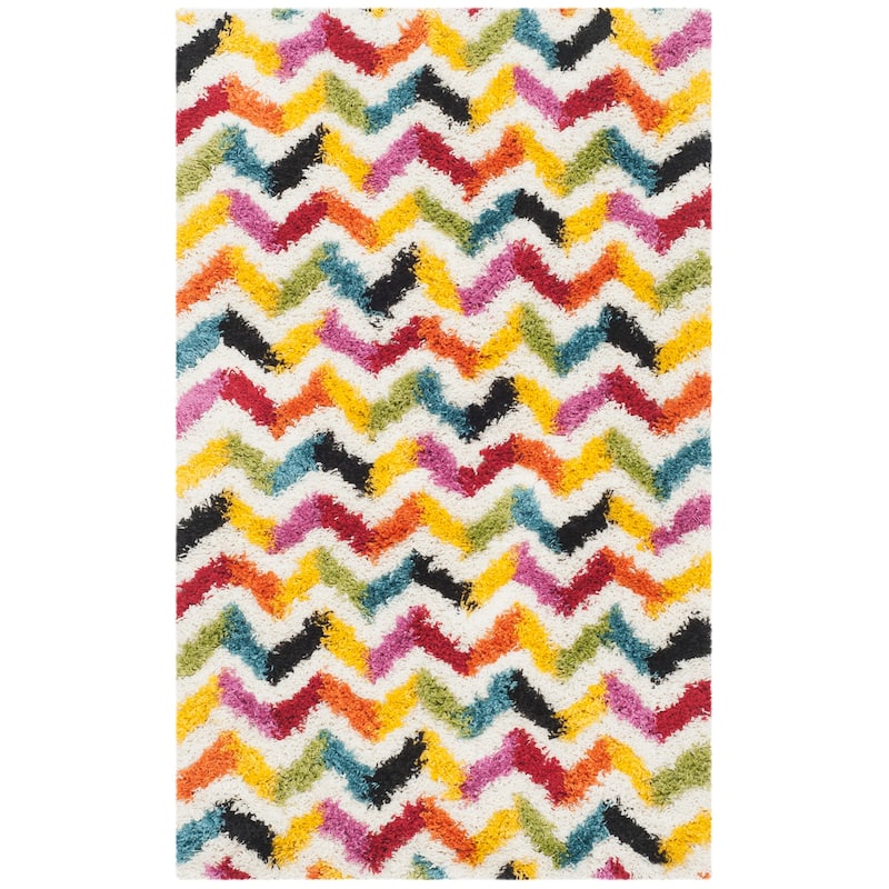 SAFAVIEH Kids Shag Veniamina Chevron Nursery Playroom 2-inch Thick Rug