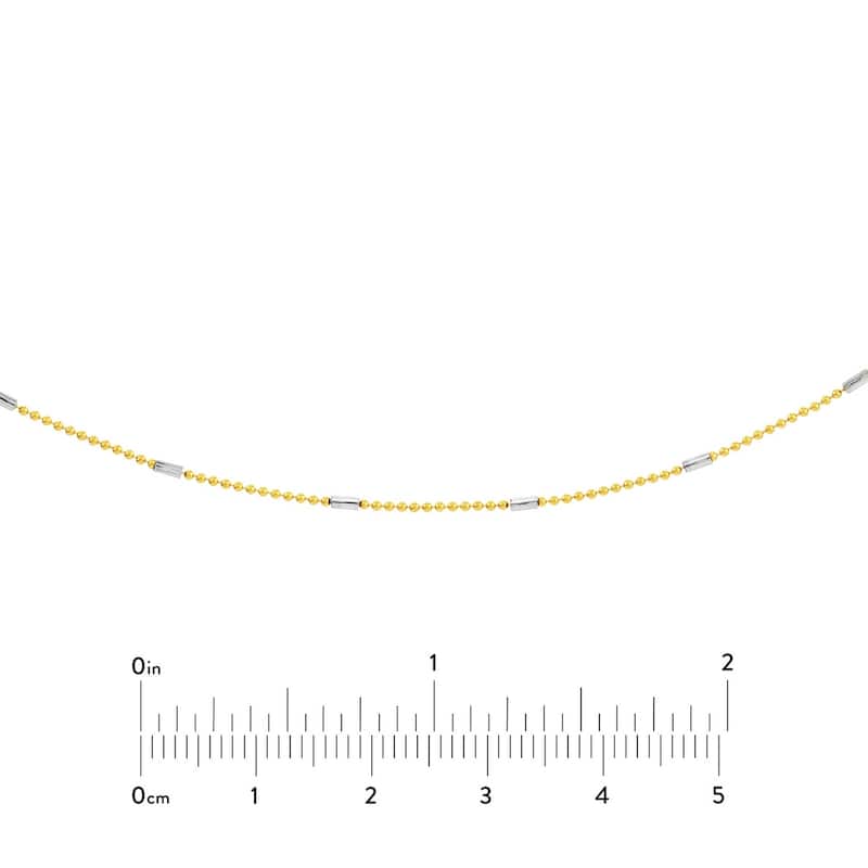 Curata 14k Two-tone Gold 0.95mm Saturn Choker Necklace (Spring Ring)