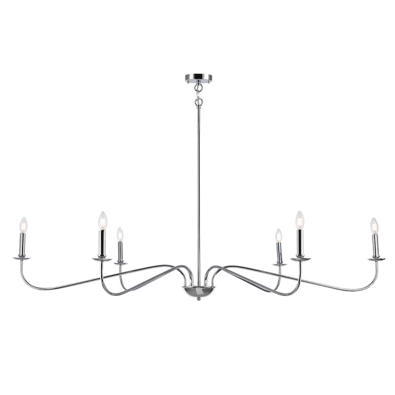 6 Light 64 Inches Minimalist Chandelier in Matte Black / Gold /Chrome