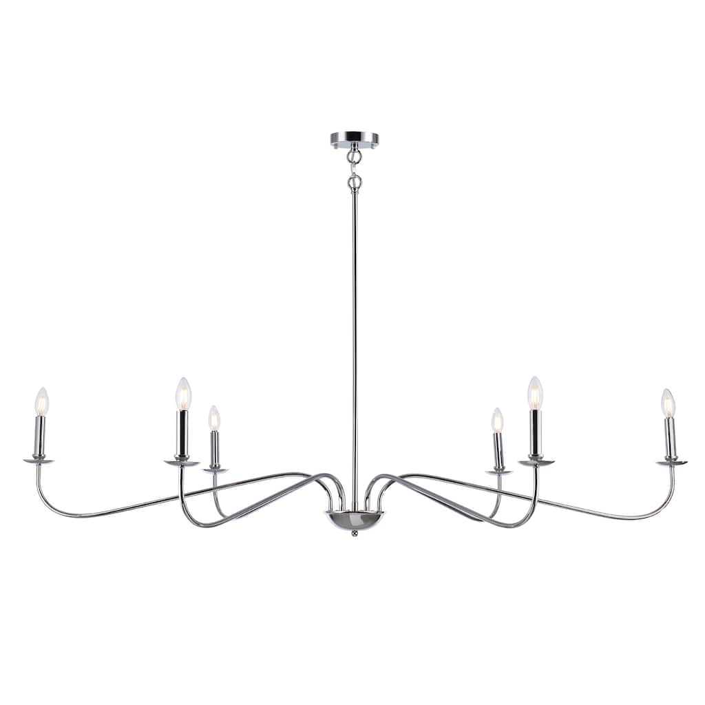 6 Light 64 Inches Minimalist Chandelier in Matte Black / Gold /Chrome