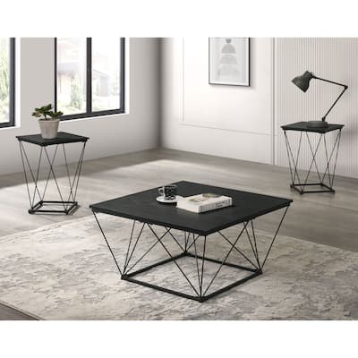 Furniture of America Taren Modern 3-Piece Wood Square Coffee Table Set