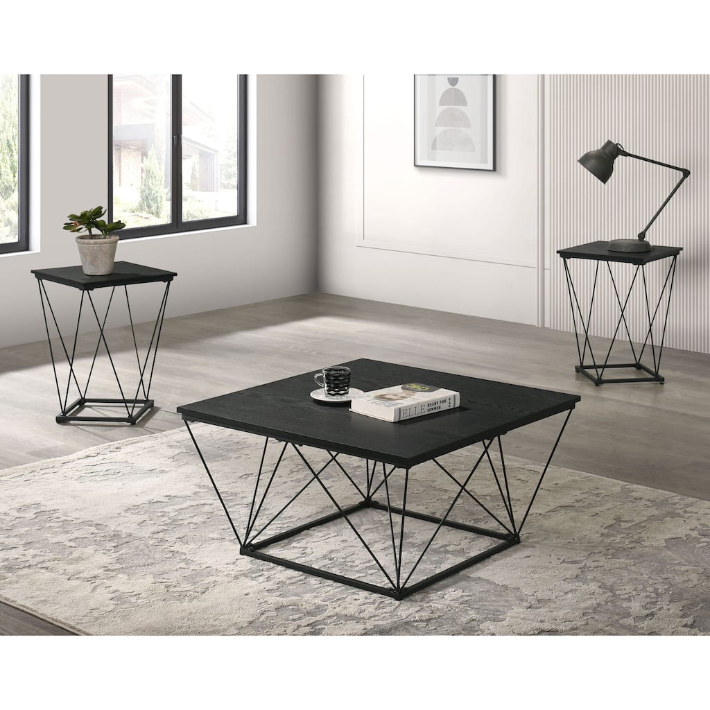 Furniture of America Taren Modern 3-Piece Wood Square Coffee Table Set