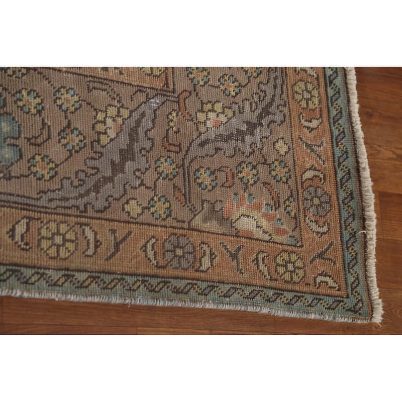 Over-Dyed Brown Tabriz Persian Vintage Area Rug Handmade Wool Carpet - 8'3"x 11'9"