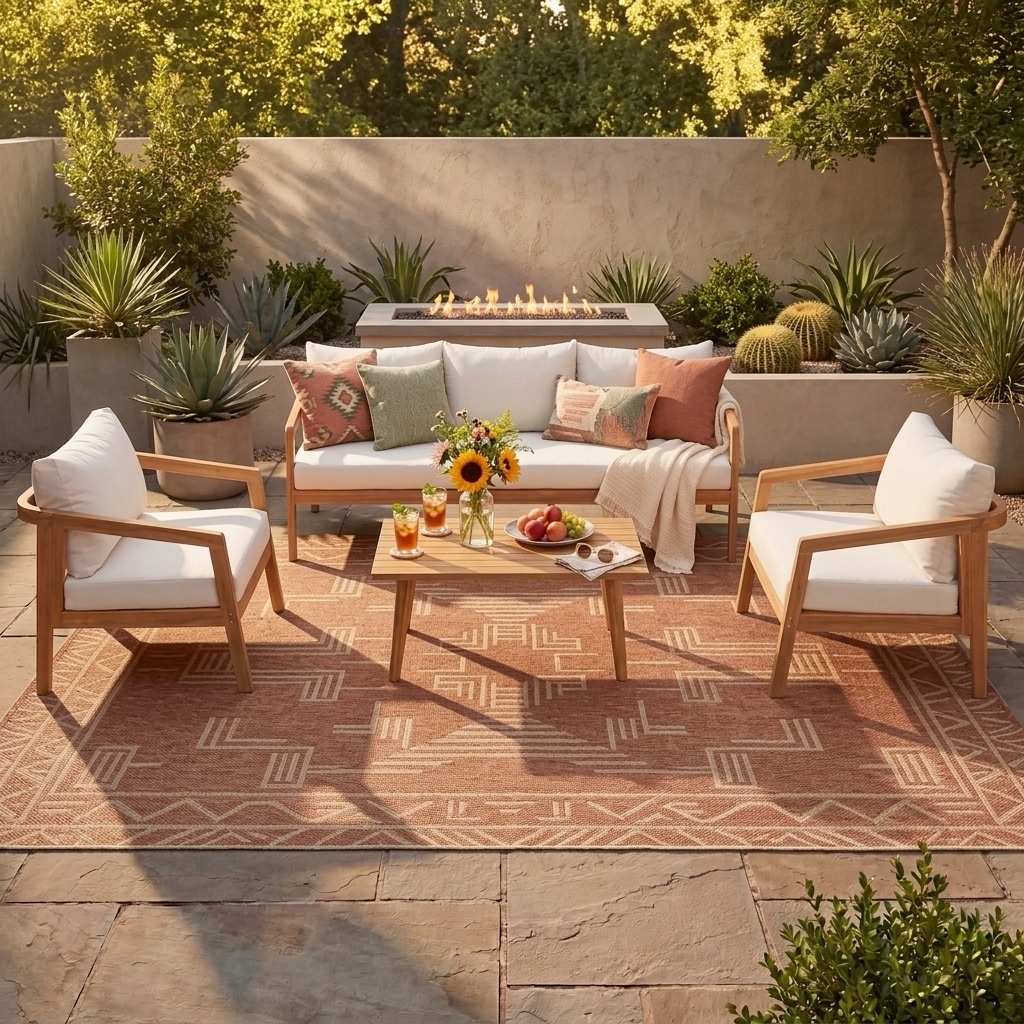 Acacia Wood Patio Conversation Set, 3-Piece or 4-Piece Seating Option by Leisure Zone