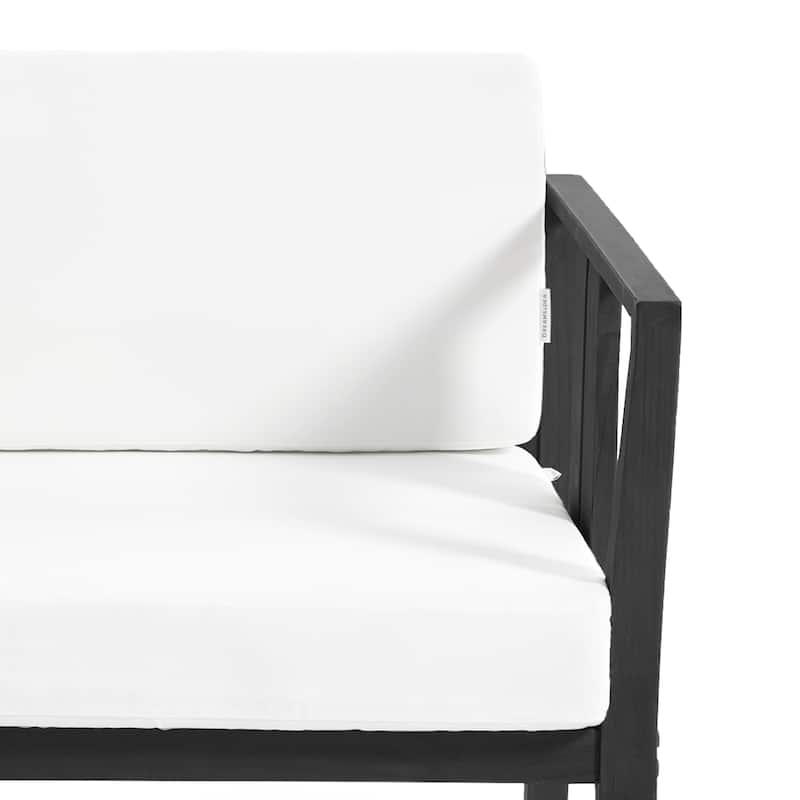 Casual Teak Wood Outdoor Patio Loveseat with Cushions