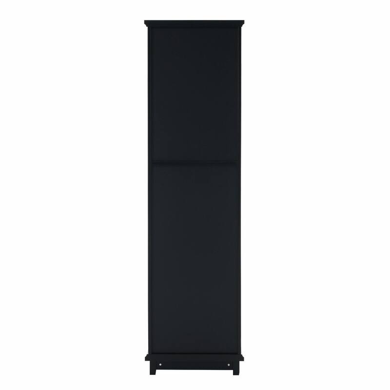 Tall Free-Standing Bathroom Storage Cabinet with Glass Doors and Two Drawers
