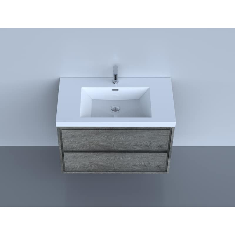 Sage 36" wall mounted bathroom vanity with single basin acrylic top