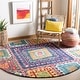 preview thumbnail 1 of 13, SAFAVIEH Handmade Aspen Kira Boho Tribal Wool Rug 3' Round - Blue/Multi - Round