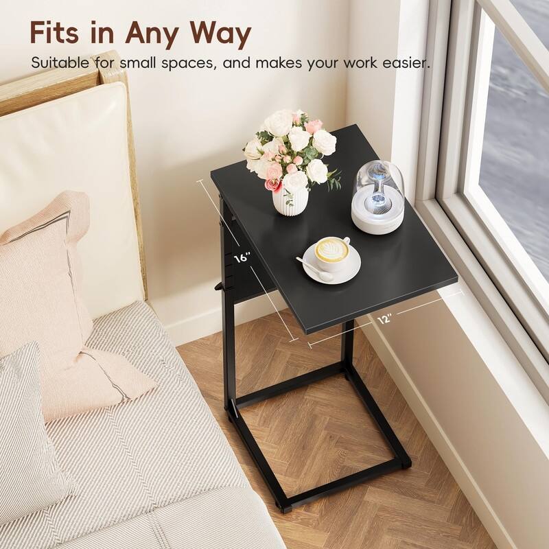 C Shaped End Table - 16"D x 12"W x 33"H