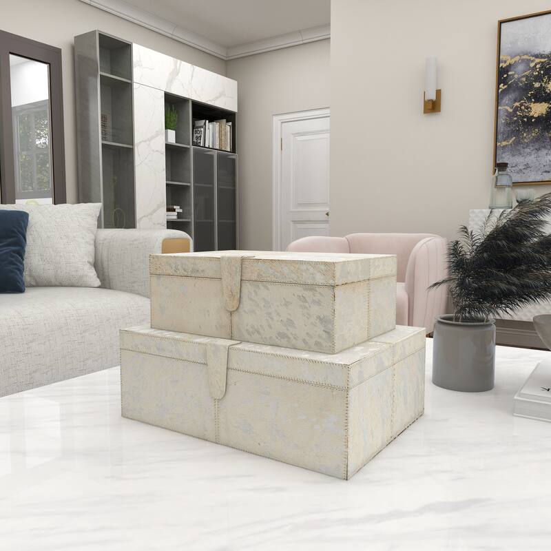 Silver MDF Glam Box (Set of 2) - S/2 14", 17"W