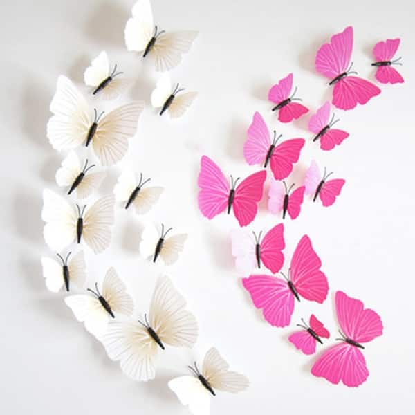 Diy 3d Fuchsia Butterfly Magnet Wall Stickers Mural Decal Room Wall Decor Set 4 7 X 3 7 L W Overstock 28888150