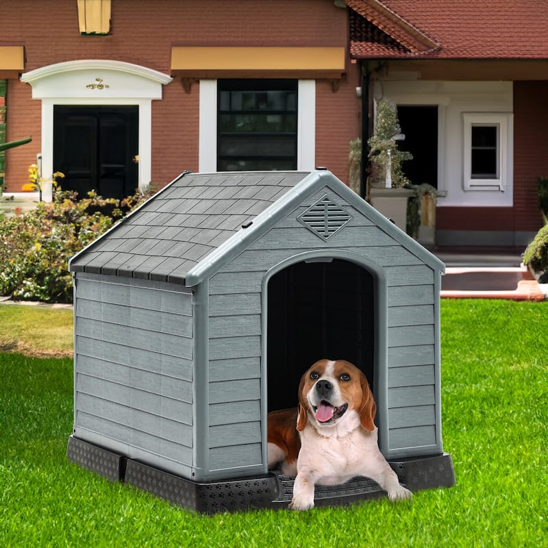 Moasis Large Plastic Waterproof Dog House - Large - Grey