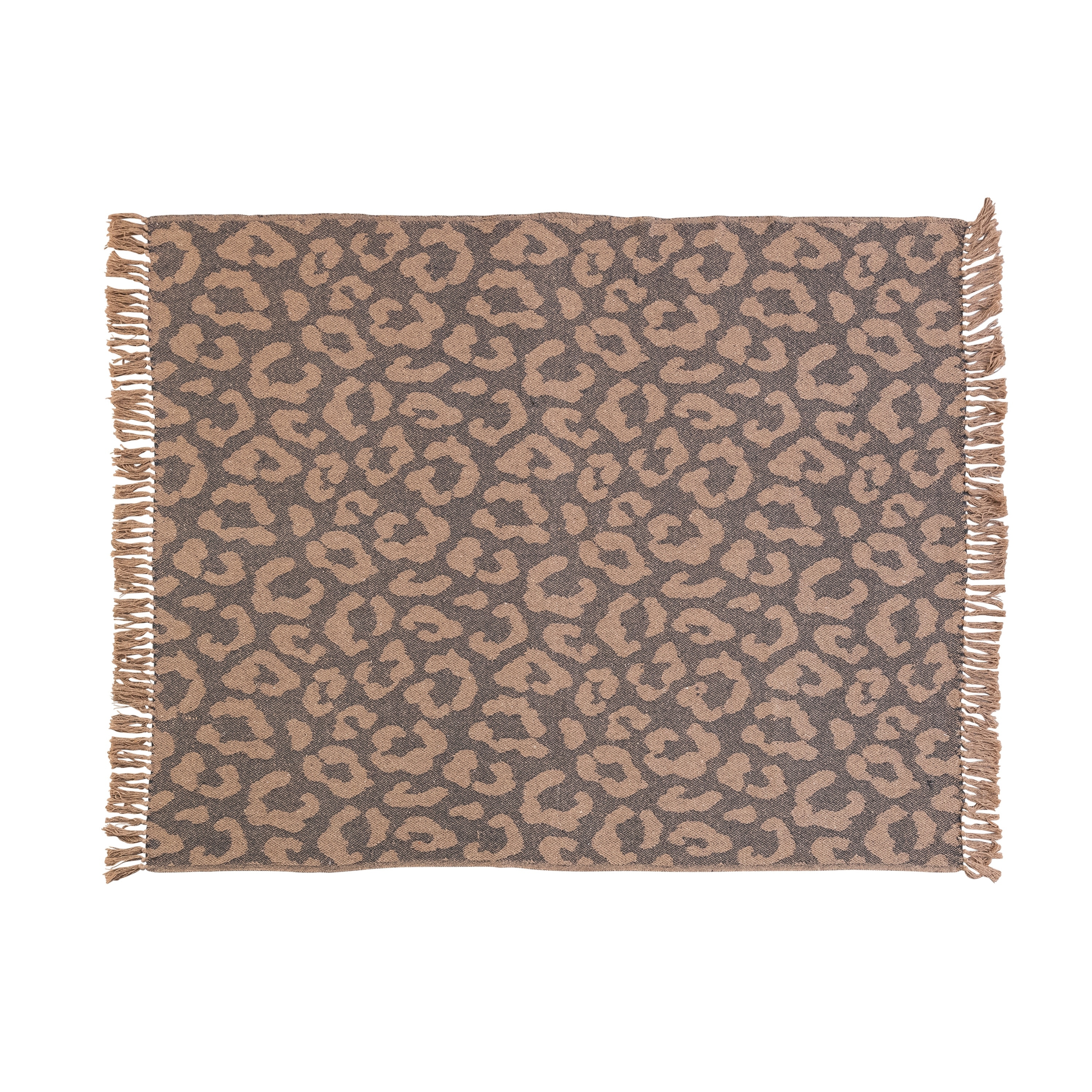 Woven Cotton Blend Leopard Print Throw with Fringe On Sale