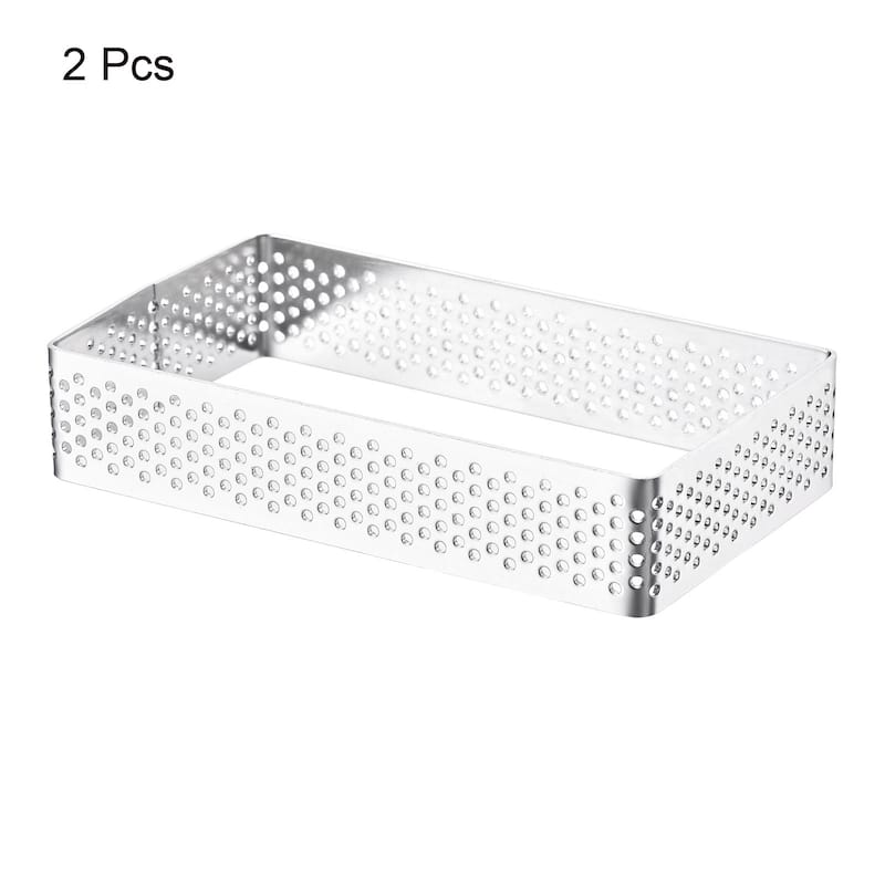 2pcs Stainless Steel Cake Mold Rings 3.8" x 2.2" Rectangular Cake Mousse Ring - Silver