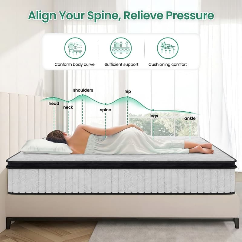 12in Supportive Innerspring Mattress with Memory Foam -Breathable Cover
