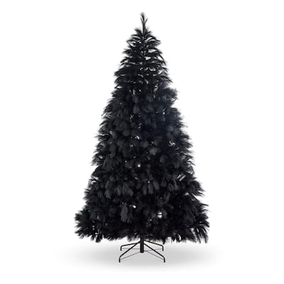 Premium Artificial Black Pampas Christmas Tree w/ Foldable Metal Base