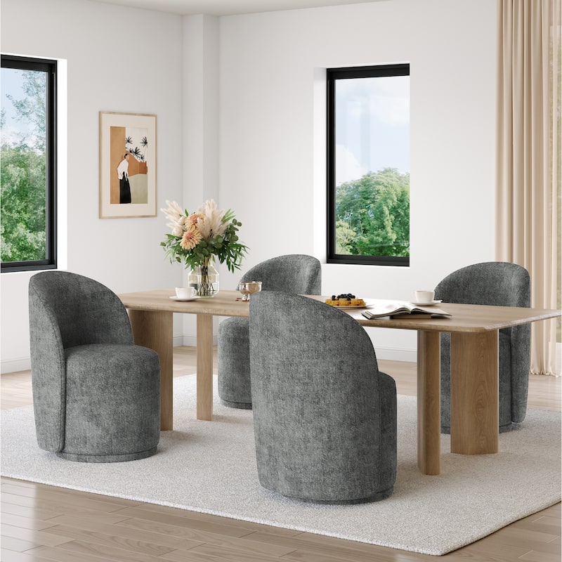 23.5" Wide Swivel Side Chair for Dining Room, Living Room - Set of 4 - Grey-Chenille