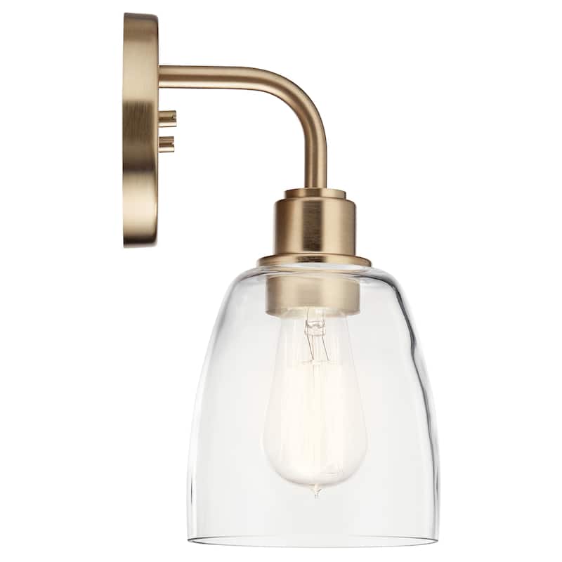 Kichler Lighting Meller 11.25 in. 1-Light Champagne Bronze Wall Sconce with Clear Glass