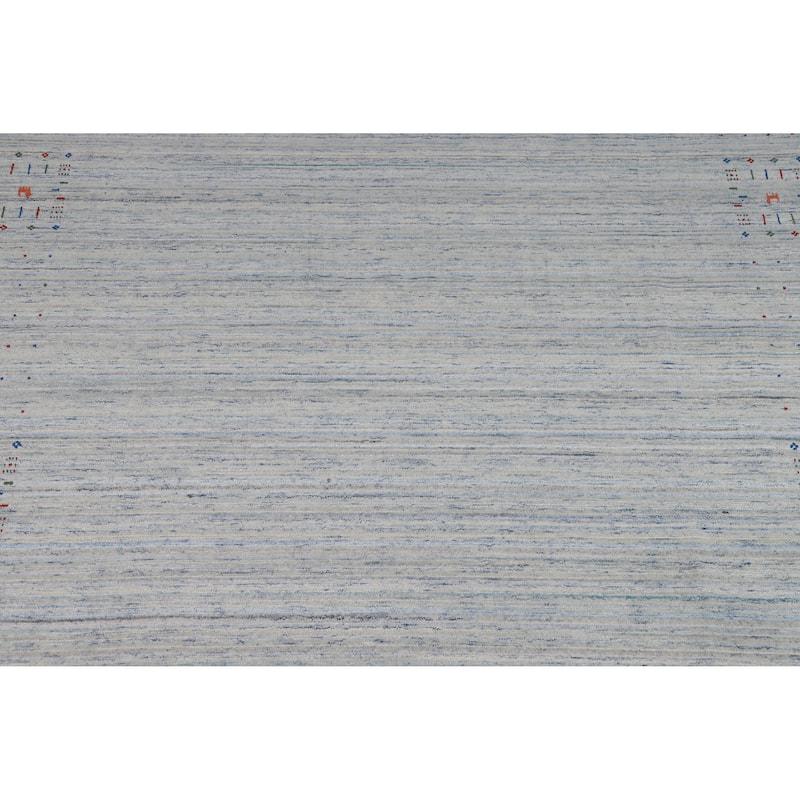 Striped Gabbeh Oriental Area Rug Hand-Knotted Wool Carpet - 7'10" x 9'8"