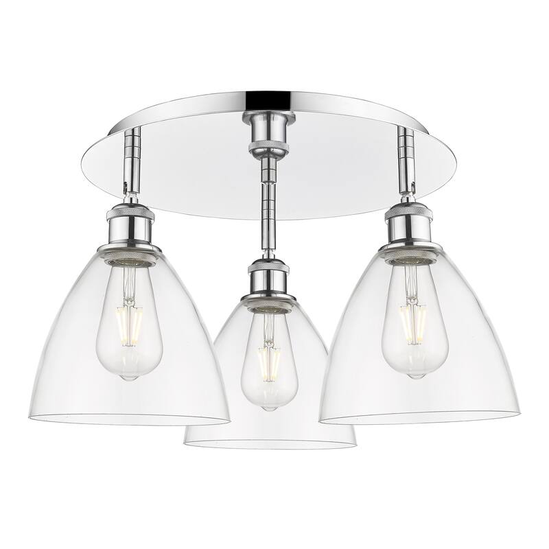 Innovations Lighting Bristol Glass - 3 Light 19" Flush Mount - Clear/Polished Chrome