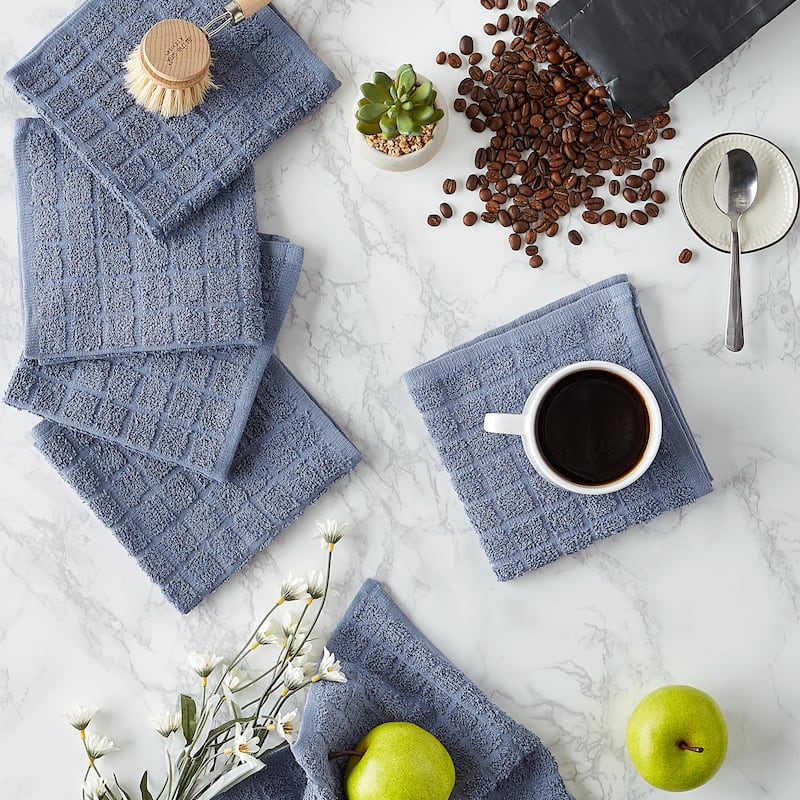 DII Solid Windowpane Terry Dishcloth Set of 6