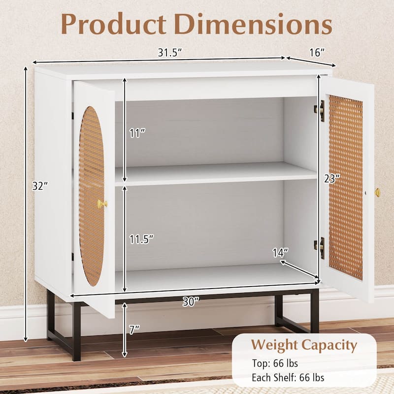 Costway Buffet Cabinet with 2 Doors Adjustable Shelf Metal Legs Accent - See Details