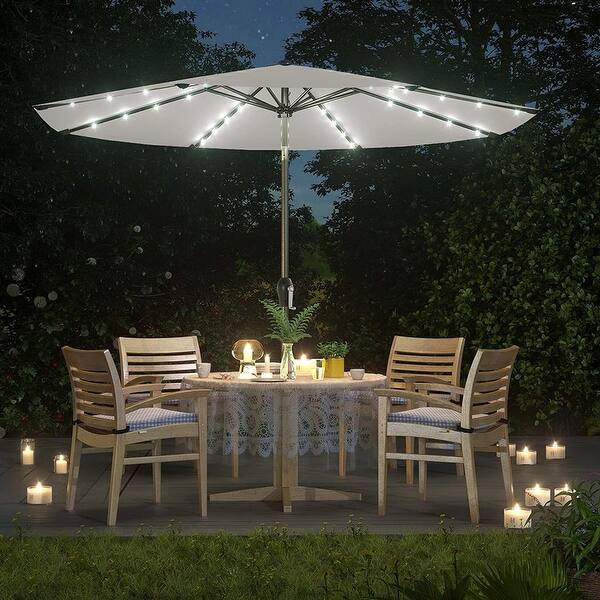 9 gorman lighted patio umbrella Square Solar LED w/ Woodgrain Pattern This classic style and reliable craftsmanship will weather ever Solar Patio Umbrella w/ Light