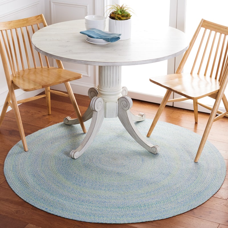SAFAVIEH Handmade Braided Anastasie Round Rug - 6' Round - Green/Blue