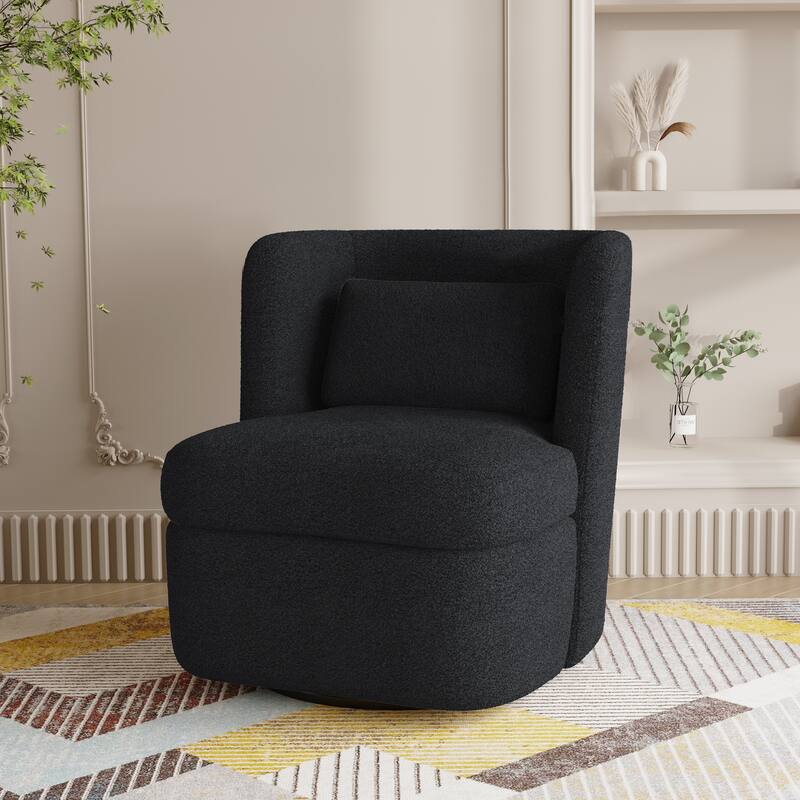 Boucle 360 degree Accent Swivel Barrel Chair