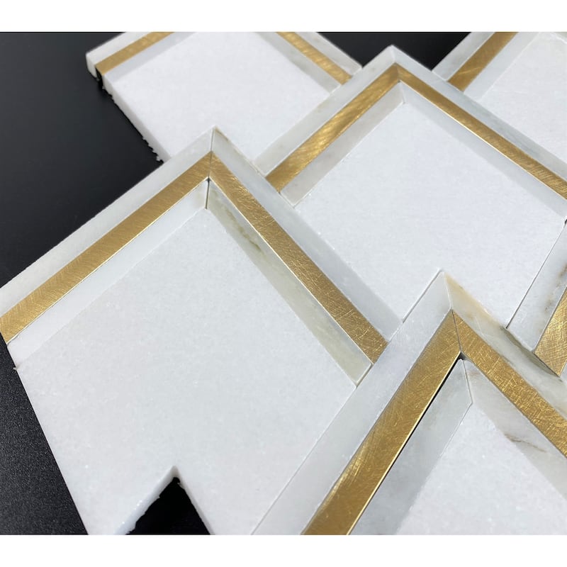 Diamond Marble and Metal Mosaic Tiles - Case (5 Sheets)