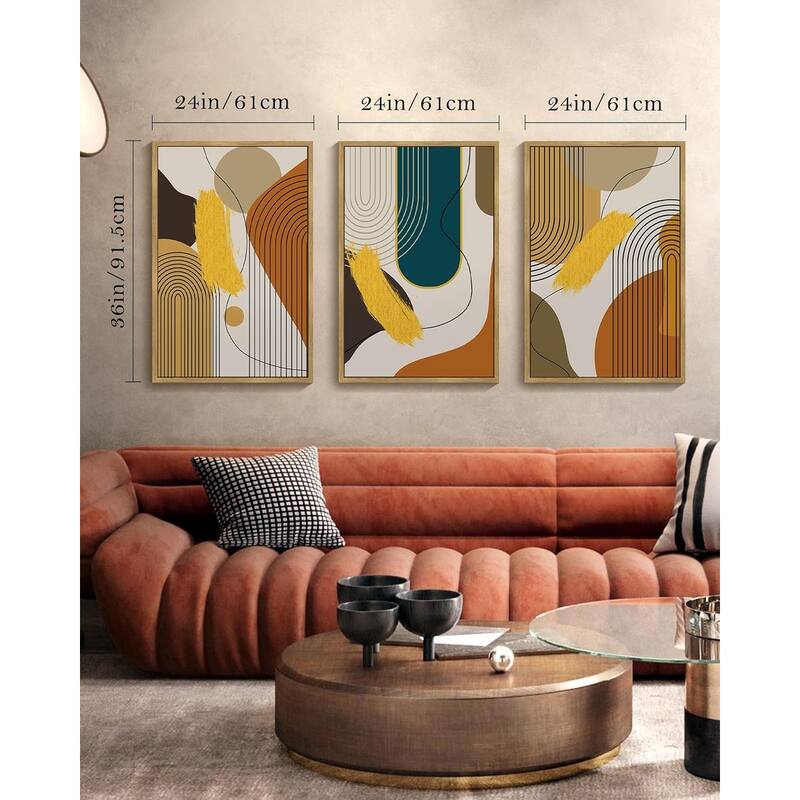 Abstract Framed Wall Art Modern Minimalist Luxury Gold Line Artwork